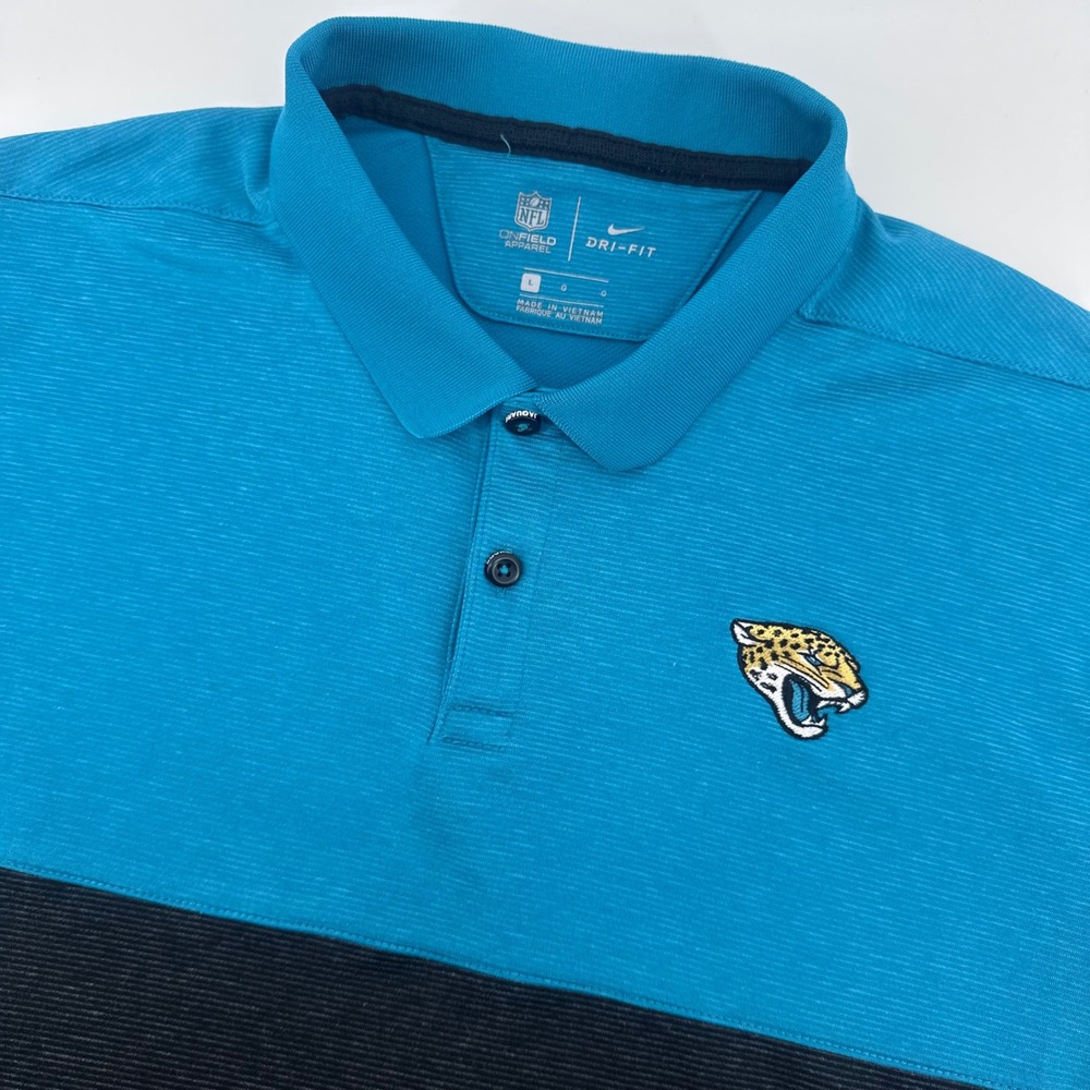 Jacksonville Jaguars Nike Polo Shirt Mens Large Teal Black NFL On-Field Dri-Fit